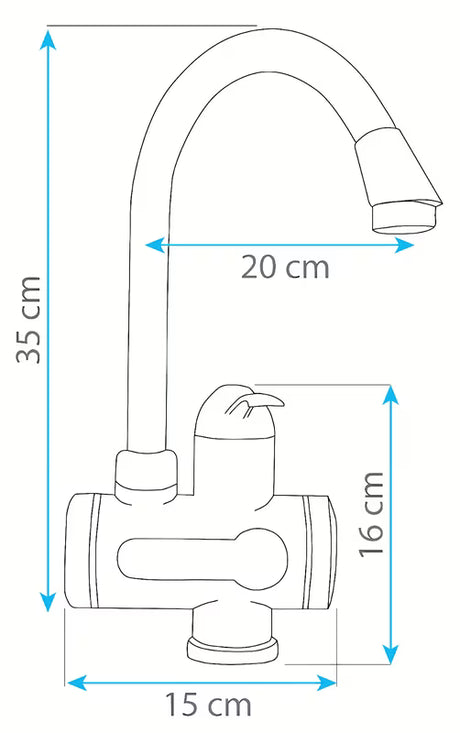 Homelife Digiterm kromirana armatura za pomivalno korito z električnim pretočnim grelnikom in LED-prikazom temperature