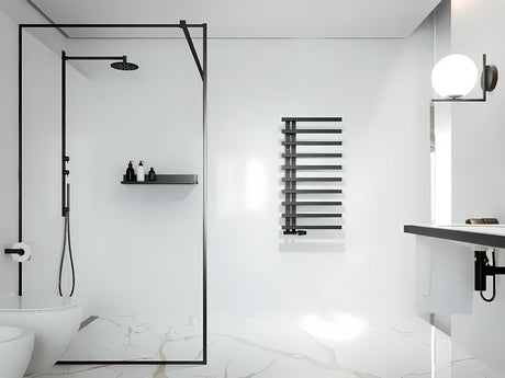 Belo sijajni kombiniran kopalniški radiator Hopa Darvel 173x60 cm z rebrastim dizajnom