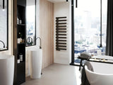 Kombiniran kopalniški radiator Hopa Edinburgh 50x138 cm v črni mat barvi z rebrastim dizajnom.