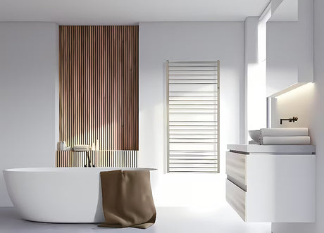 Kombiniran kupaonski radiator Hopa Piko EDINBURG u boji gold, 43x132,9 cm, rebrasti dizajn.