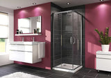 Kvadratna tuš kabina Hüppe Next 80x80 cm sa sjajnim kromiranim profilima i prozirnim staklom