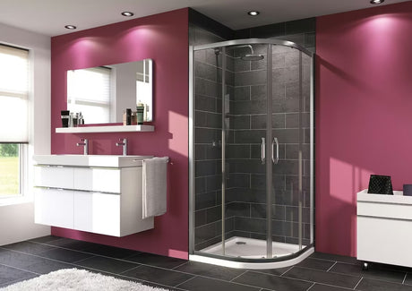 Polkrožna tuš kabina Hüppe Next 90x90 cm s prozirnim staklom i profilima u sjajnom kromu