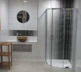 Polkrožna tuš kabina Hüppe Next 90x90 cm s prozirnim staklom i profilima u sjajnom kromu
