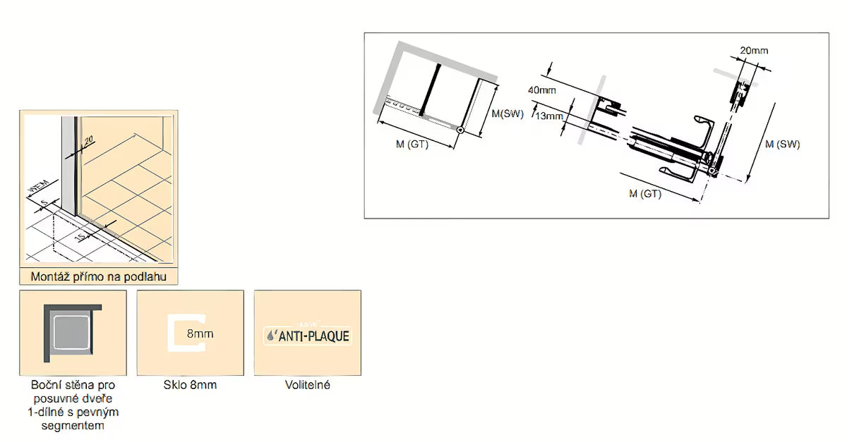 Bočna stena za tuš vrata Hüppe Xtensa pure 90 cm u sjajnom kromu s prozirnim staklom