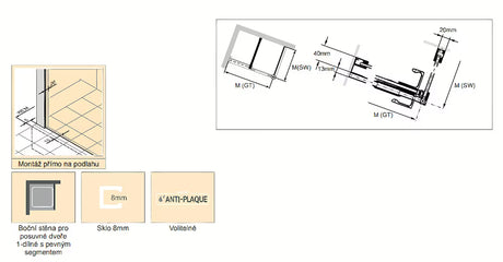 Bočna stena za tuš vrata Hüppe Xtensa pure 90 cm u sjajnom kromu s prozirnim staklom