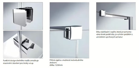 Tuš stena Walk-In Hüppe Xtensa pure 140 cm u sjajnom kromu s prozirnim staklom i kliznim otvaranjem.