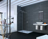 Tuš stena Walk-In Hüppe Xtensa pure 180 cm u sjajnom kromu s prozirnim staklom bez dekora.