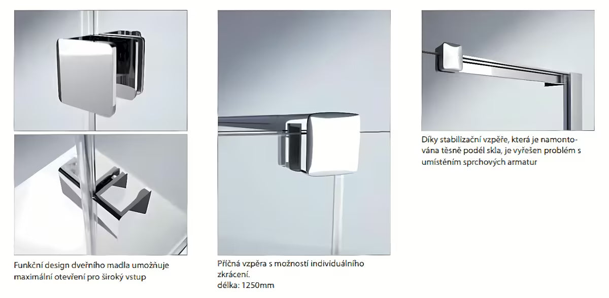 Tuš stena Walk-In Hüppe Xtensa pure 180 cm u sjajnom kromu s prozirnim staklom bez dekora.