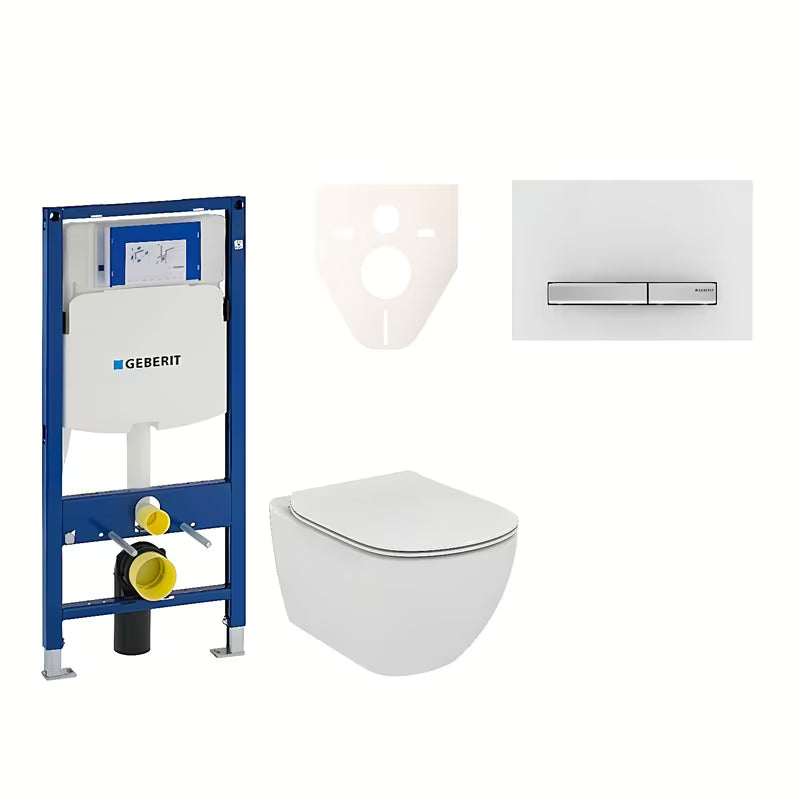 Viseči WC set Ideal Standard Tesi z modulom Geberit Duofix in tipko Sigma 50 v alpsko beli
