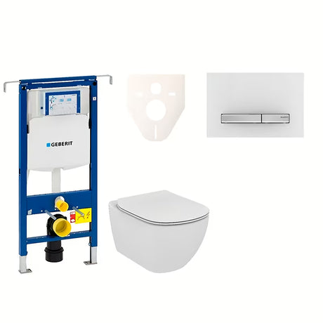 Viseči WC set Ideal Standard Tesi z modulom Geberit Duofix, tipko Sigma 50 in zvočnoizolacijsko vložko