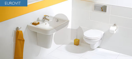 Beli viseča WC školjka Ideal Standard Eurovit z globokim izpiranjem in tehnologijo BoxRim