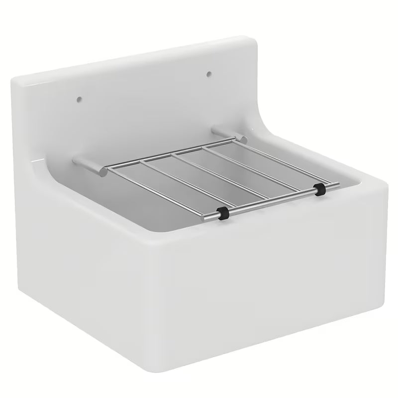 Bel viseča izlivno korito Ideal Standard Service 45,5x38 cm s kromirano rešetko