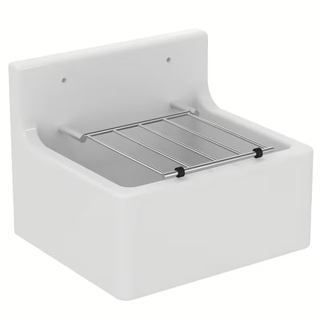 Bel viseča izlivno korito Ideal Standard Service 45,5x38 cm s kromirano rešetko