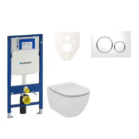 Viseči WC set Ideal Standard Tesi z modulom Geberit Duofix, tipko Sigma 20 in zvočnoizolacijsko podlogo