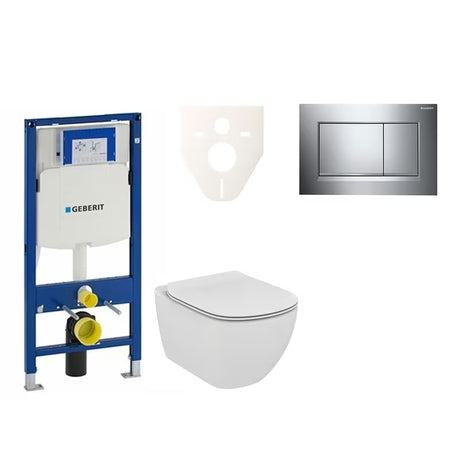Viseči WC set Ideal Standard Tesi z modulom Geberit Duofix, tipko Sigma 30 in zvočnoizolacijsko podlogo