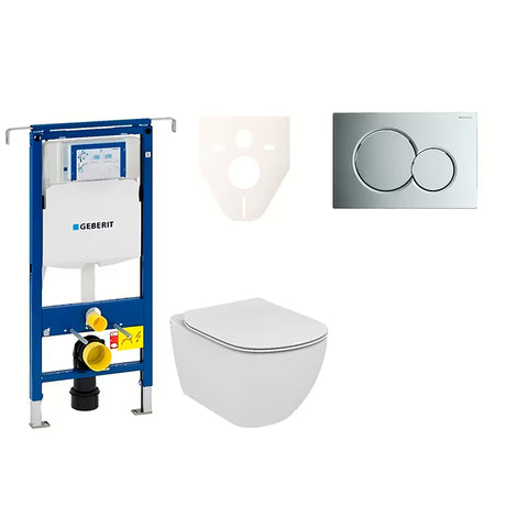 Viseči WC set Ideal Standard Tesi z modulom Geberit Duofix in tipko Sigma 01 v kromu