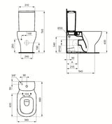 WC monoblok Ideal Standard Tesi v beli barvi s tehnologijo AquaBlade in sedežem mehko Zapiranje Soft Close.