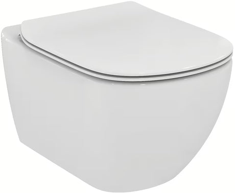Beli viseča WC školjka Ideal Standard Tesi s skritim pritrjevanjem in tehnologijo splakovanja AquaBlade®.