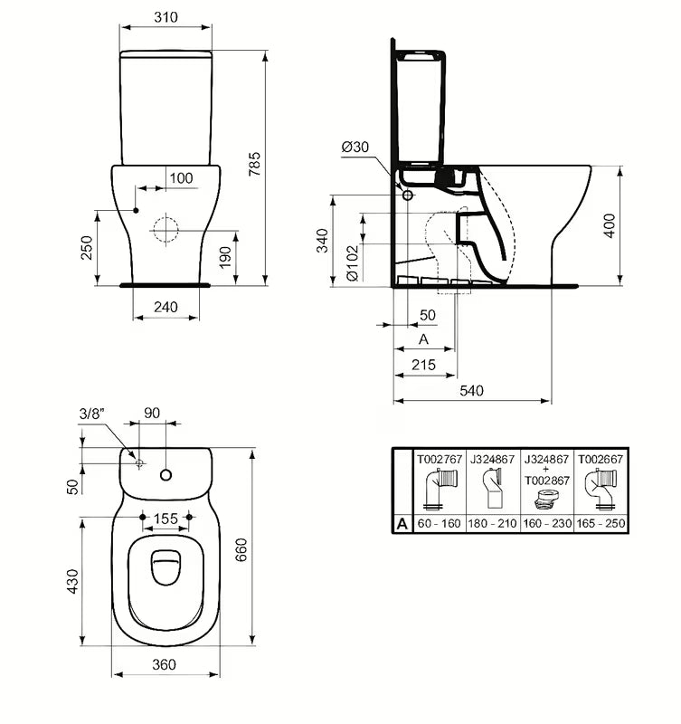 Beli keramični splakovalnik Ideal Standard Tesi pro WC monoblok z dvojnim splakovanjem DualFlush