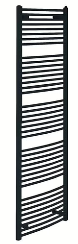 Kombiniran toplovodni radiator Isan v črni mat barvi z zaobljenim D profilom in sredinskim priklopom 50mm.