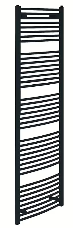 Kombiniran toplovodni radiator Isan v črni mat barvi z zaobljenim D profilom in sredinskim priklopom 50mm.