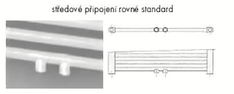 Kombiniran toplovodni radiator Isan v črni mat barvi z zaobljenim D profilom in sredinskim priklopom 50mm.