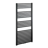 Kombiniran radiator Isan Quadrat v črni mat barvi s sredinskim stenskim priklopom.