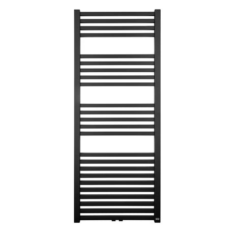 Kombiniran radiator Isan Quadrat v črni mat barvi s sredinskim stenskim priklopom.