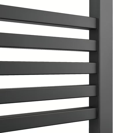 Kombiniran radiator Isan Quadrat v črni mat barvi s sredinskim stenskim priklopom.