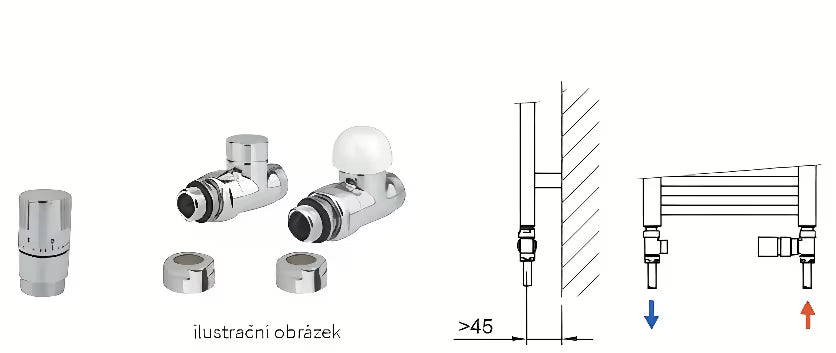 Isan Termsada110 termostatski ravni set s priklopom v tla v krom izvedbi