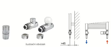 Isan Termsada110 termostatski ravni set s priklopom v tla v krom izvedbi