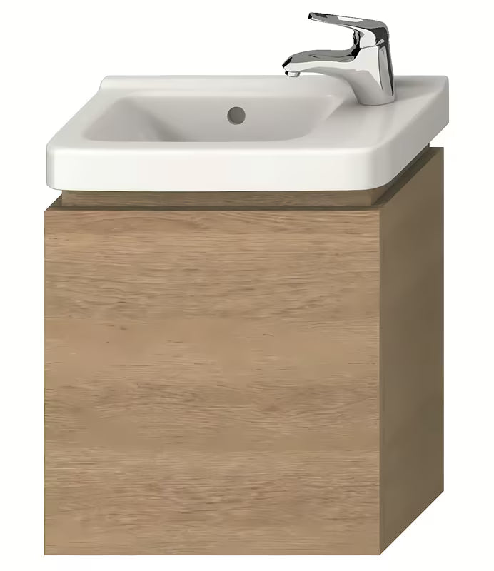 Viseča omarica pod umivalnikom Jika Cubito 45x24,1x48 cm v dekorju hrasta z dvižnimi vratci