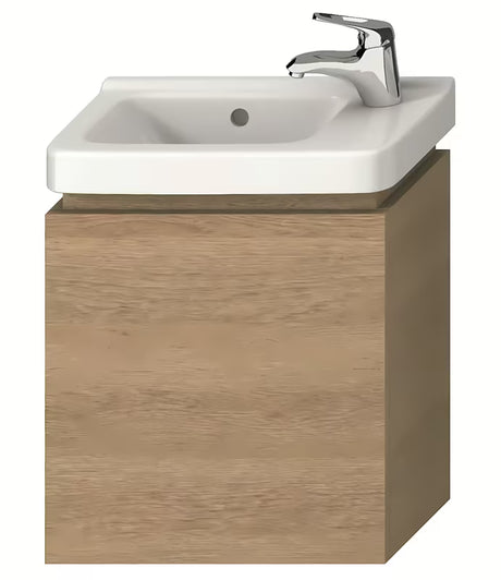 Viseča omarica pod umivalnikom Jika Cubito 45x24,1x48 cm v dekorju hrasta z dvižnimi vratci