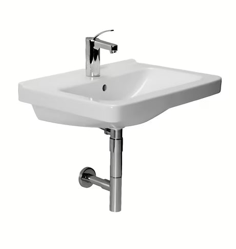 Viseče keramični umivalnik Jika Cubito 60 x 45 cm v beli barvi z odprtino pro za armaturo na sredini.