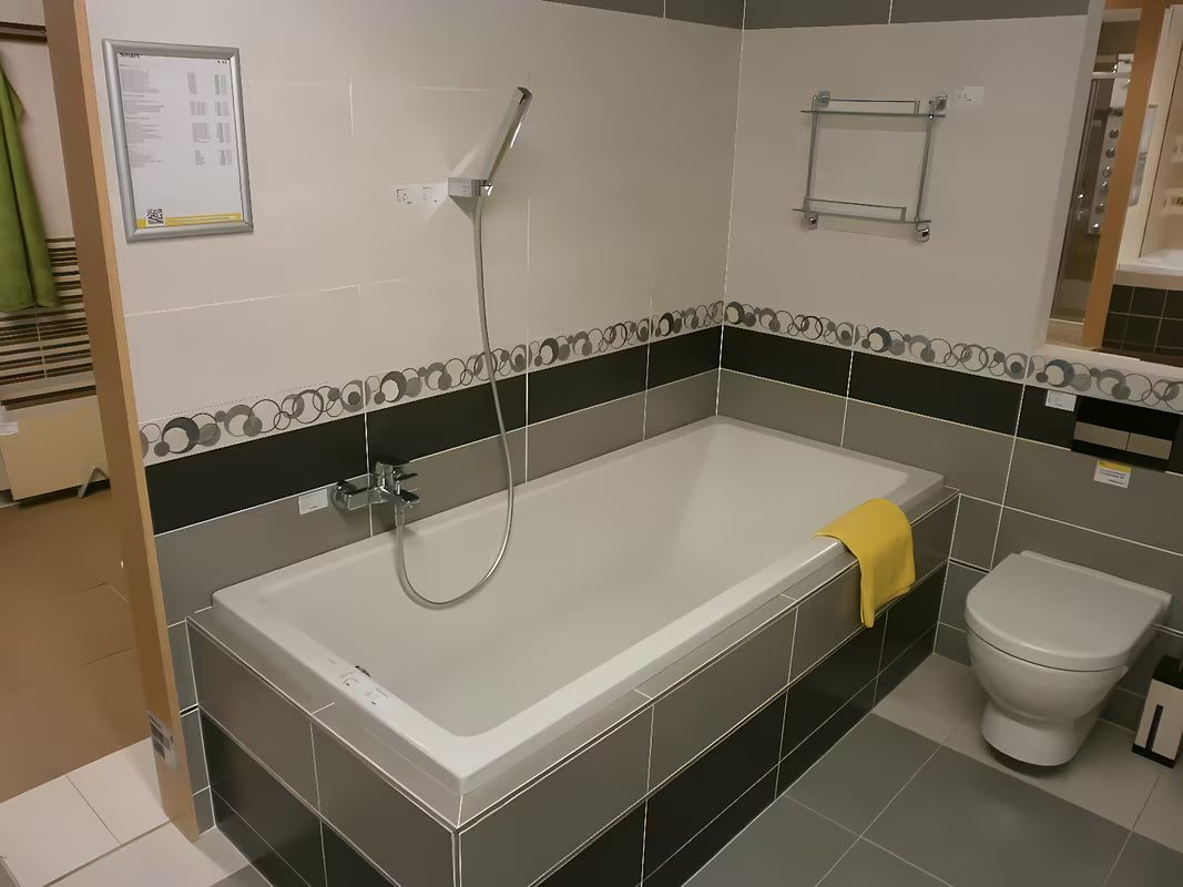 Pravokotna akrilna kad Jika Cubito 180x80 cm s sodobnim oglatim dizajnom