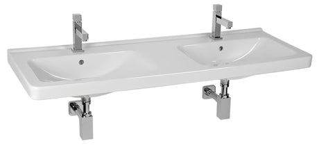 Keramički dvojni umivalnik Jika Cubito bijeli, 130 x 48,5 cm, s dvije rupe pro za slavinu u sredini