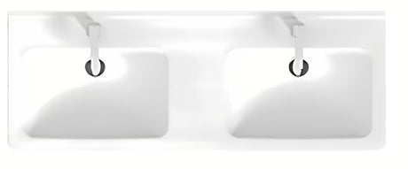 Keramički dvojni umivalnik Jika Cubito bijeli, 130 x 48,5 cm, s dvije rupe pro za slavinu u sredini