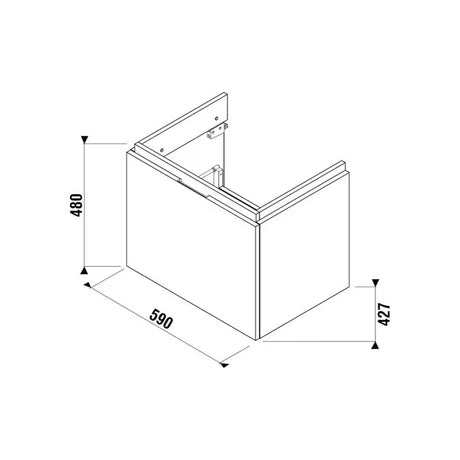 Bijeli viseča omarica pod umivalnikom Jika Cubito 59x42,7x48 cm s ladicom s punim izvlačenjem