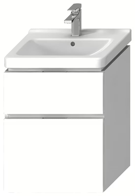 Bijeli viseča omarica pod umivalnikom Jika Cubito s dvije ladice, dimenzija 59x43,1x68,3 cm.