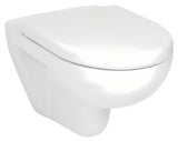 Bel viseča WC školjka Jika Lyra Plus z odprtim izpiralnim robom in gladko keramično površino.