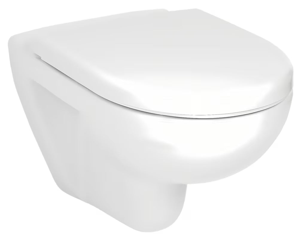 Bel viseča WC školjka Jika Lyra Plus z odprtim izpiralnim robom in gladko keramično površino.