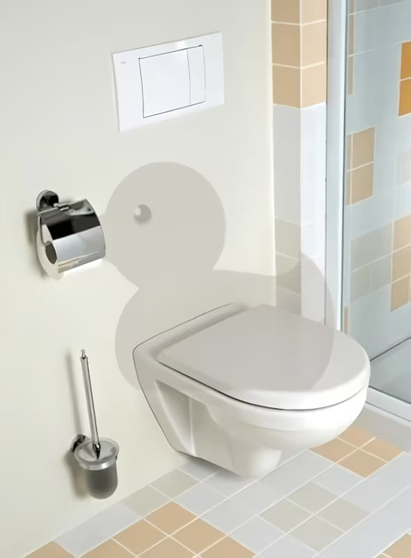 Bel viseča WC školjka Jika Lyra Plus z odprtim izpiralnim robom in gladko keramično površino.