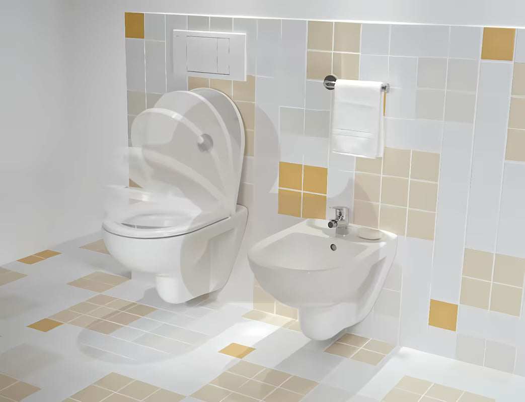 Bel viseča WC školjka Jika Lyra Plus z odprtim izpiralnim robom in gladko keramično površino.