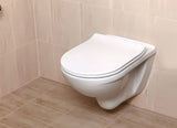 Viseča WC Školjka Jika Lyra Plus iz bele keramike z varčnim splakovanjem DualFlush in zadnjim odtokom.
