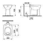 Bel stoječa WC školjka Jika Lyra Plus s spodnjim odtokom in ravnim izpiranjem 3/6 l
