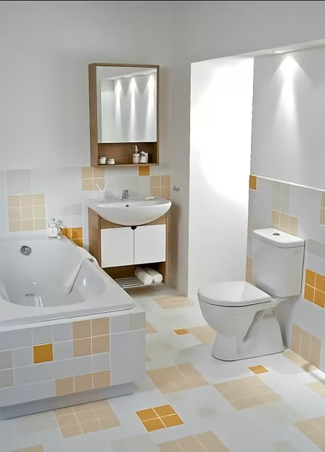 Bel WC monoblok Jika Lyra Plus s spodnjim odtokom in globokim izpiranjem 3/6 l