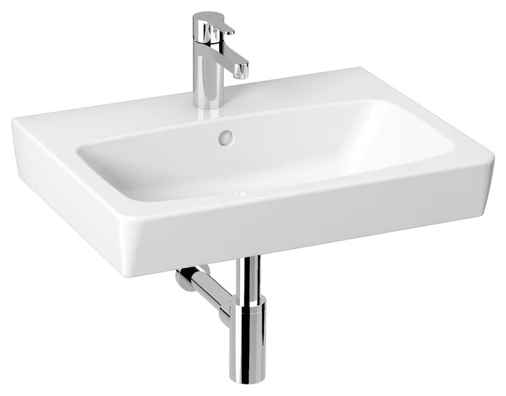 Beli keramični pohištveni umivalnik Jika Lyra Plus Viva 60 x 45 cm z odprtino pro za armaturo na sredini.