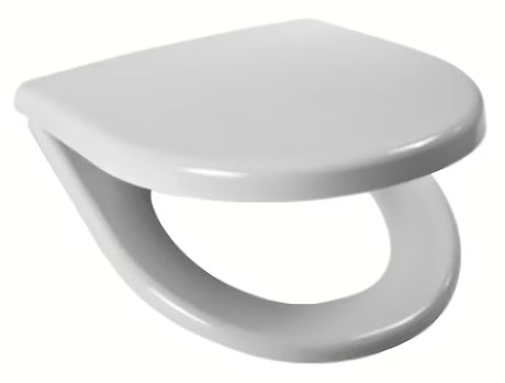 Bijele WC deska Jika Lyra Plus od duroplasta s tehnologijom mehko Zapiranje Soft Close i plastičnim šarkama.