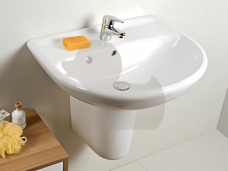 Bijeli viseči umivalnik Jika Lyra Plus 65 x 52 cm s preljevom i otvorom za pro slavinu