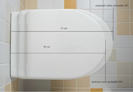 Viseča WC Školjka Jika Lyra Plus od bijele keramike sa štedljivim DualFlush ispiranjem i stražnjim odvodom.